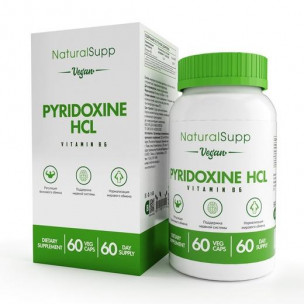 Natural Supp Pyridoxine HCL Vitamin B6, 60 вег.капс