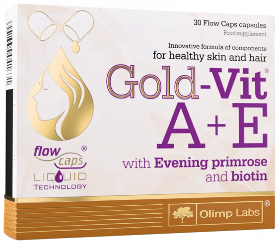 Olimp Labs Gold-Vit A+E with Evening primrose and biotin, Голд-Вит А+Е с вечерней примулой и биотином, 30 капсул