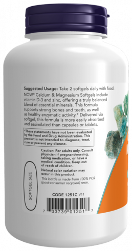 NOW Calcium & Magnesium Softgels With Vitamin D and Zinc, 120 капсул NOW Calcium & Magnesium Softgels With Vitamin D and Zinc, 120 капсул