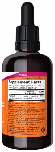 NOW Liquid Vitamin D-3, 59 мл NOW Liquid Vitamin D-3, 59 мл