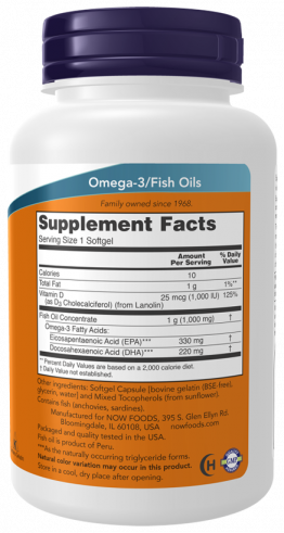 NOW Tri-3D Omega Softgels, 90 капсул