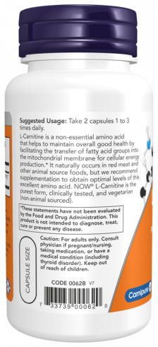 NOW L-Carnitine 250 mg, 60 капсул