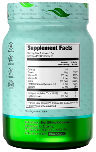 Orzax Collagen Powder, 454 грамм Orzax Collagen Powder, 454 грамм