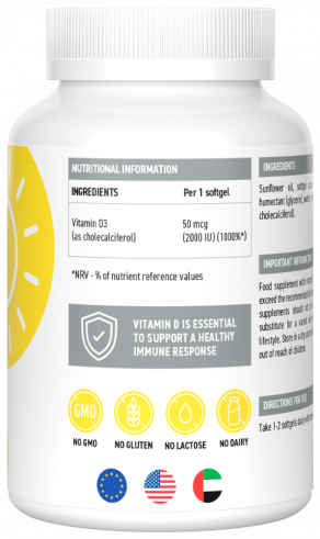 Ultrasupps Vitamin D3 2000 МЕ, 180 капсул Ultrasupps Vitamin D3 2000 МЕ, 180 капсул