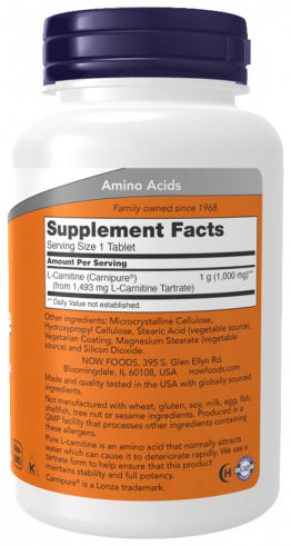 NOW L-Carnitine, L-Карнитин, 50 таблеток