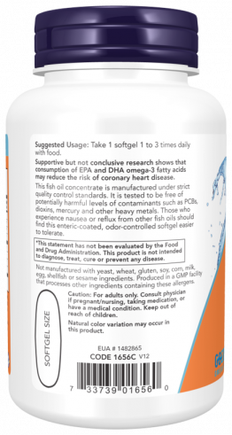 NOW Omega-3, Molecularly Distilled &amp; Enteric Coated Softgels, Омега-3 дезодорированная, 90 капсул