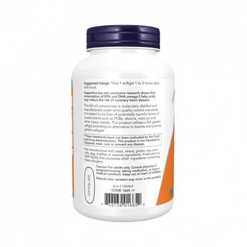 NOW Ultra Omega-3 Fish Oil 500 EPA/250 DHA, Ультра Омега-3 Фиш Ойл 500 ЭПК/250 ДГК, 180 капсул