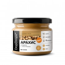 Dop Drops Паста арахисовая Кранч сладкая без сахара, 250 г